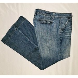 Zoo Premium Women Size 13 Flare Belt Bottoms Fading Medium Wash Denim Jean
